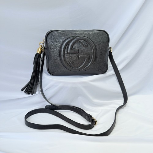 Gucci black grained leather - gucci,