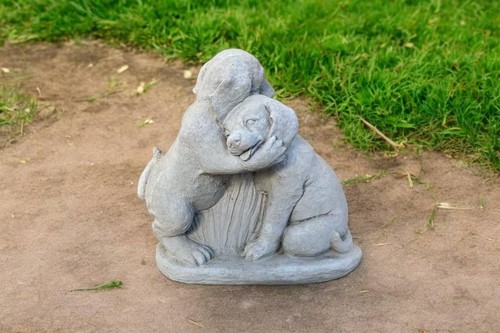 Cement dogs yard figurine - dogs,