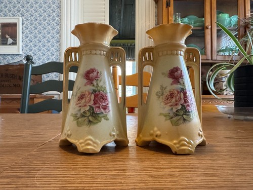 Pair hand pained vases - hand-pained,