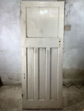 29 5/8"X 77 5/8" 1930s Internal Painted Pitch Pine Four Panel Door 1over3 Old