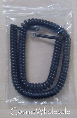 Black telephone handset - telephone, coiled