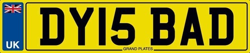 Number plate initials dy15 - dy,