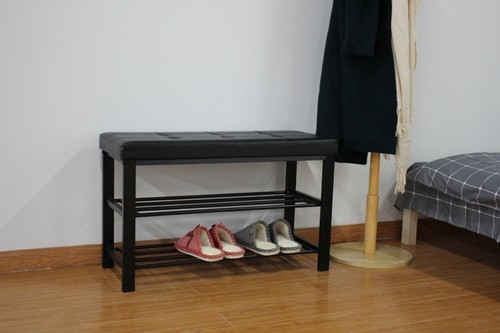 Tier black leather shoe - black,