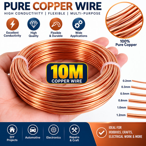 10m pure copper wire round - pure,