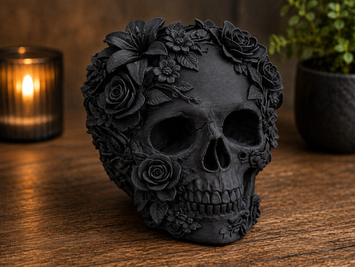 Floral skull ornament - floral, gothic