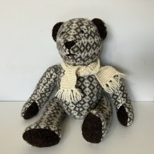 Handmade Teddy Bear made from A Vintage Wool Jumper Woolly Sweater Patterned Toy