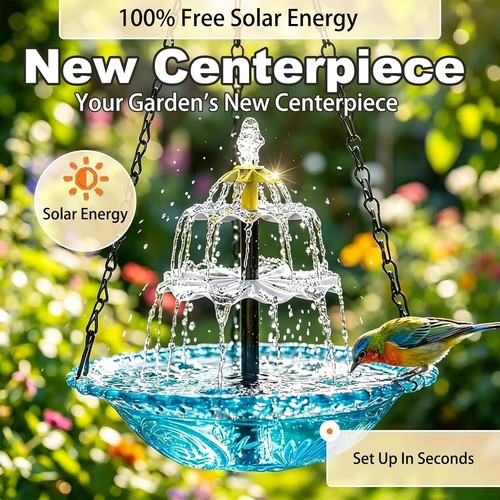 Hanging solar bird bath - hanging,