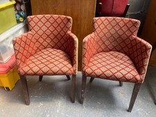 Vintage Burnt Orange Pattern Armchair Accent Chair x 2 - need cleaning