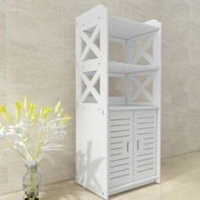 Wooden Bathroom Shelf Cabinet Cupboard White Bedroom Storage Free Standing Unit.