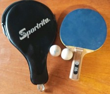 Vintage Dunlop Table Tennis Bat Paddle Blade BLUE FLASH With Case and Balls