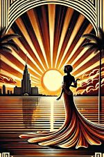 Elegant Woman Art Deco City