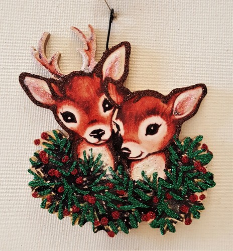 Deer reindeer pine wreath - reindeer, in