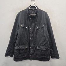 Barbour Duke Wax Waterproof Black Moto Biker Quilted Country Jacket Coat XXL