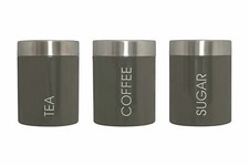 Set of 3 Tea Coffee Sugar Kitchen Storage Canisters Jars Pots Containers Tins 