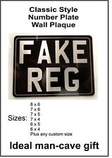 CLASSIC NUMBER PLATE STYLE WALL PLAQUE ideal gift bike scooter motorcycle fan