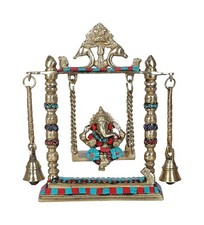 Brass Gemstone Work Ganesha on