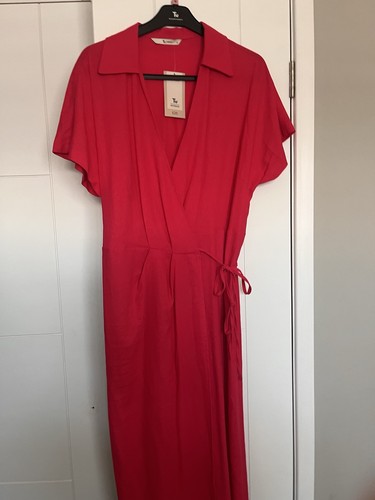 Pink linen mix wrap dress - tu,
