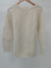 HIGHLAND HOME INDUSTRIES Hand Knitted Aran Pure New Wool Cable Knit Size Small