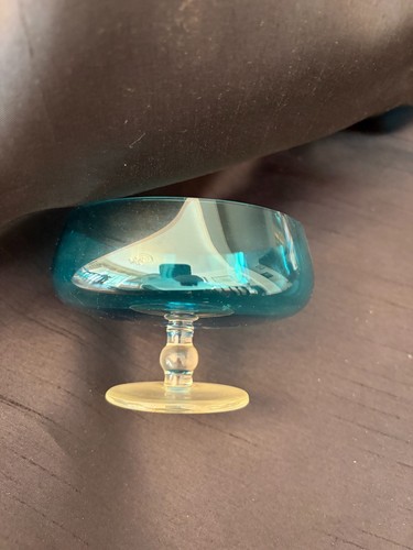 Turquoise glass sundae dish
