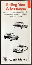 AUSTIN MORRIS 1800/2200 & WOLSELEY SIX Car Salesman's Facts Leaflet 1972 #MC17