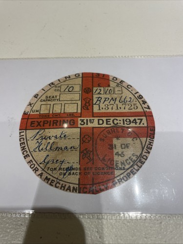 1947 tax disc - tax,