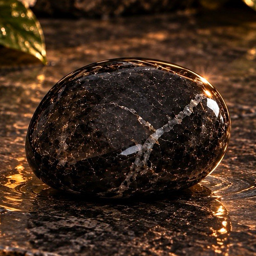 Polished obsidian pebble - polished,