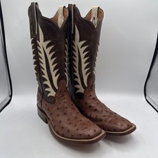 Rios of Mercedes Women’s Brown Quill Ostrich Boots Sz 8.5 B Cutter Toe