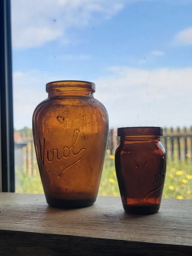 Pair vintage virol amber - virol, glass