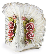 Capodimonte porcelain flowers vase peacock collectables vases floral Swarovski a