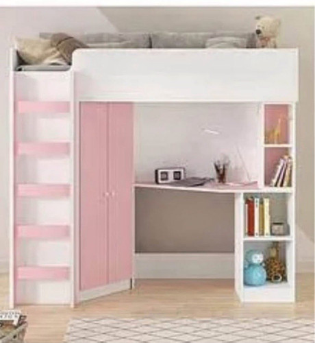 White pink wooden high - white,