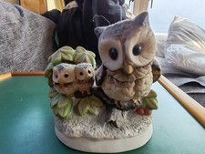 Ceramic Mother And 2 Baby Owls