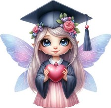 Watercolour Graduation Fairy Wall Art Bedroom Laptop Vinyl Sticker Decal 6 Sizes