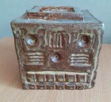 Vintage pottery rectangle vase - rectangle,