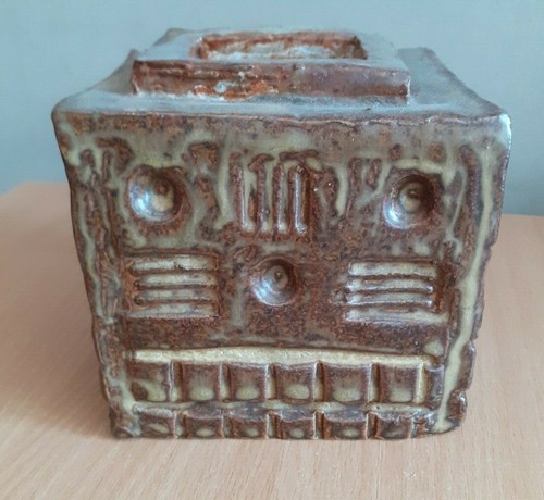 Vintage pottery rectangle vase - pottery,