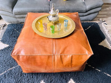 Vintage Leather Ottoman Pouffe