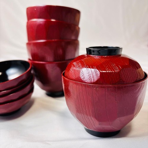 Japanese red lacquer lidded - lacquer,