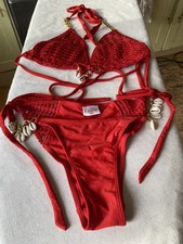BAHIMI Red Crochet Bikini Set