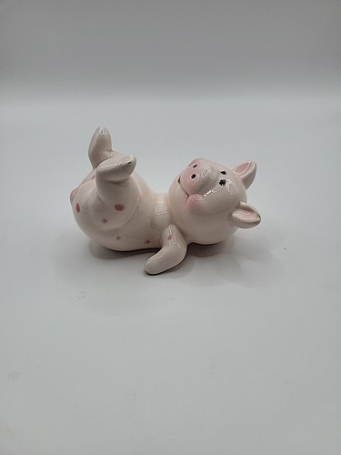 Ceramic pig lying back - ceramic,