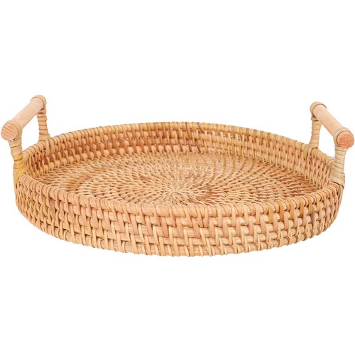 Wicker tray round woven - woven,