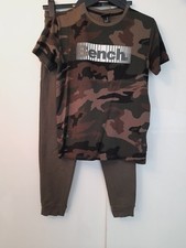 Boys Bench Khaki Camouflage T-Shirt & M&S Khaki Joggers Set Age 12/13 Years