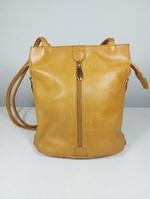 VALENTINA GENUINE ITALIAN LEATHER LIGHT TAN/MUSTARD HANDBAG EXTENDABLE