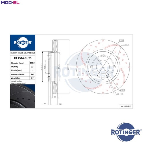 Brake disc 4514 gl t5 - 2x, rt