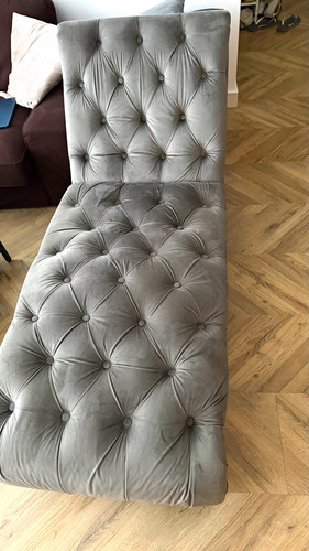 Grey velvet tufted chaise - velvet,