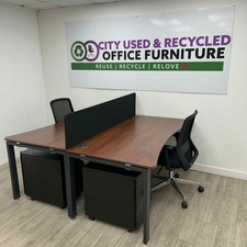 Bene Modular 2/4/6/8-Person Bench Desking, Double Wave, Walnut / Graphite, W1...