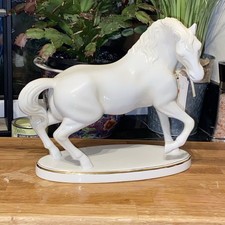 Vintage  figurine, Mideramica Porcelain White Stallion Horse - Made in Portugal,