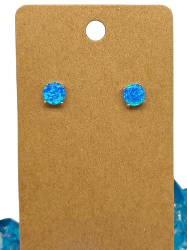 Blue fire opal stud - fire,