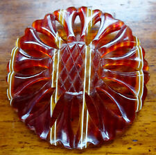 antique art deco faux tortoise celluloid flower hair barrette hat decoration -P7