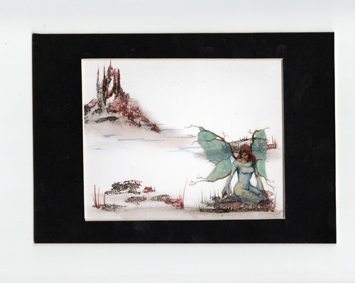 Fairy and castle encaustic - fairy,