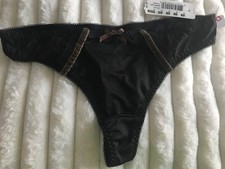 Freya BLACK THONG SATIN VELVET