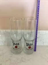 Holsten Pils Half Pint Glass Vintage X2, 7” Tall, Great Shape